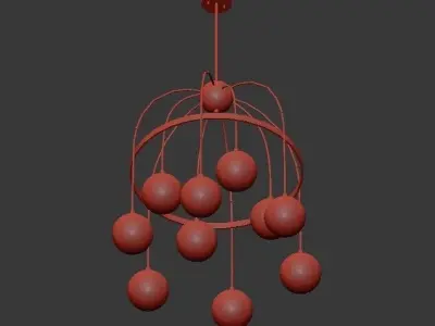 FULTON chandelier with clear glass balls and brass accents 3D model