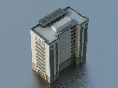 Modern residential apartment building Low-poly 3D model