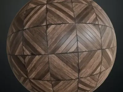 Geometric Triangle Inlay Dark Wood Parquet PBR Seamless Texture