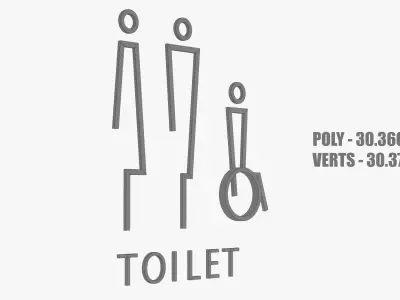 Toilet Door Sign 3D model