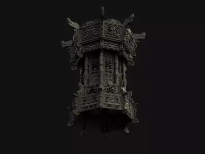 Chinese Palace Lantern  Low-poly 3D model 6