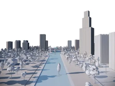 Simple Poly Urban Downtown - Low Poly Assets Low-poly 3D model