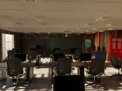 School Computer Classroom Low-poly 3D model