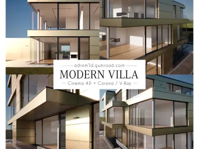 Modern Villa for Cinema 4D with Corona and V-Ray 3D model