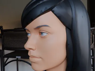 Base Mesh Eyelashes Eyebrows Girl Face  Low-poly 3D model