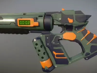 Sci-Fi Smoke granade launcher Low-poly 3D model