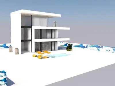 NewHome modern house with swimming pool 3D model