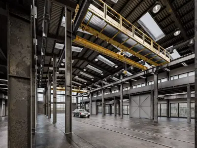 Industrial Hangar Building Low-poly 3D model by DUBYK