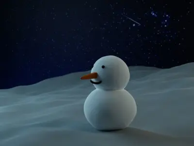 Snow Man Low-poly 3D model