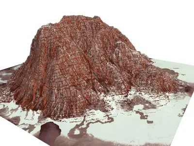 Red Snow ICE Mountain Canyon Desert Low Poly Terrain Rock 2 Low-poly 3D model
