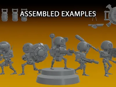 AUXILIARY SERVOCORES - ASSISTANT DROID SQUAD -IN PARTS- 28mm 3D print model
