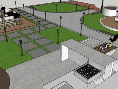 Realistic Garden Outdoor Lounge 3D Model  SketchUp Blender  3D model