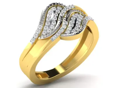 Light Weight Yellow Gold Diamond Ring  -DR-6287 3D print model