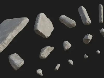 Building Debris Kit Low-poly 3D model