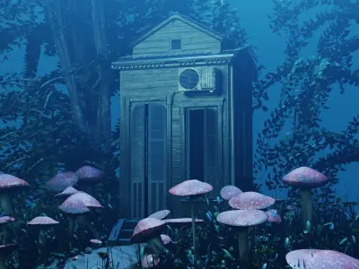 Cottage and Garden Low-poly 3D model