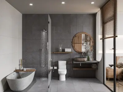 WABISABI Bedroom interior scene corona render 3D model