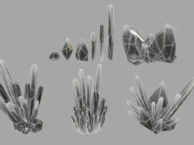 Crystal Set piece of metal Low-poly 3D model