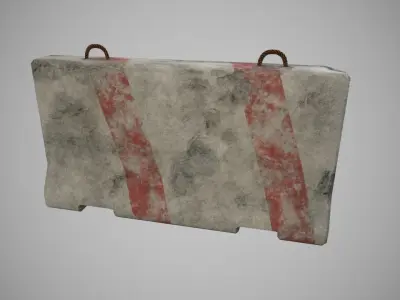 Low Poly Concret Road Block PBR Low-poly 3D model