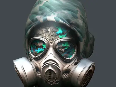 Gas mask helmet 3d model military combat Low-poly Low-poly 3D model