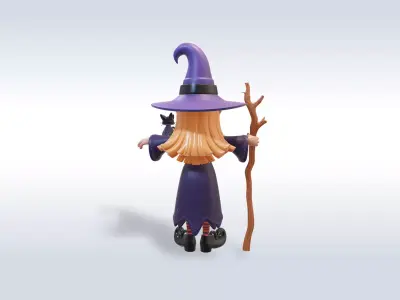 Adorable Witch and Cat Character halloween model  3D model