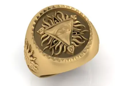 Eye of Light Sun Ring  3D print model