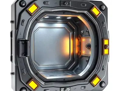 Futuristic SciFi Door Model Pack with Illuminated Details Low-poly 3D model