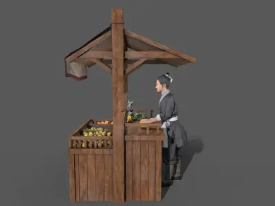 Fruit stand Low-poly 3D model
