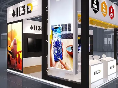 Exhibition Stand Stall 3 Side Open 8X6 3D model