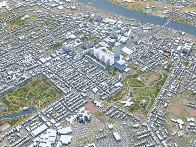 Albany Downtown in New York USA Low-poly 3D model