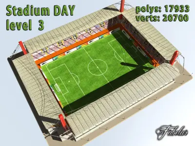 Stadium Level 3 Day-Night Low-poly 3D model