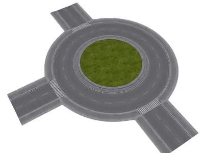 Modular Road network Low-poly 3D model