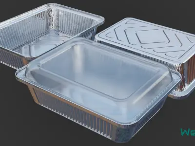 Aluminum Food Containers with Lids Low-poly 3D model