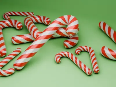Candy Cane 3D Model 3D model