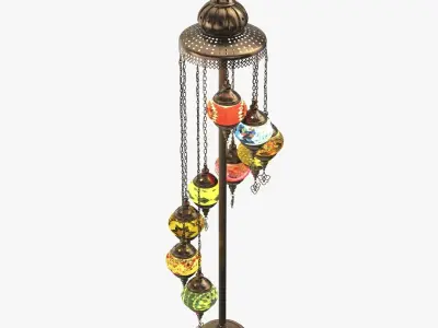 Handmade 9 Head Glass Floor Lamp 3D model