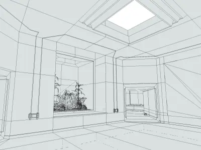 Interlockable Sci-Fi Virtual-Reality Art Gallery Low-poly 3D model