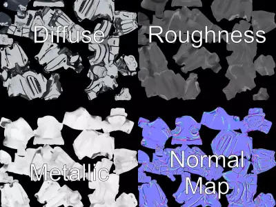 Futuristic Robot Model Pack with Adjustable Levels of Detail Low-poly 3D model