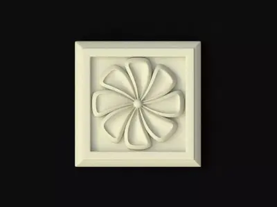 rosette flower on plate 3D model
