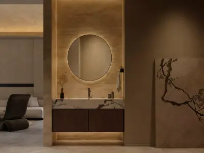 Modern minimalist living room 3D model