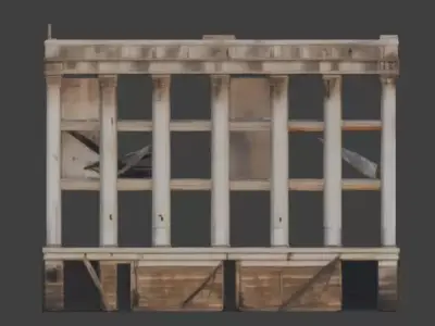 Ruined Three Story Stone Building 3D Model Low-poly 3D model