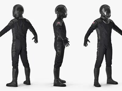 Sci-Fi Space Suit Black Rigged 3D model