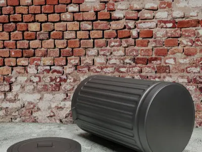 Trash Can Low-poly 3D model