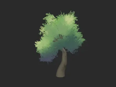 Anime Trees Highpoly 3D model