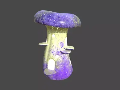 Fantasy Mushroom F08 Purple Yellow - Scene Backdrop Design Low-poly 3D model
