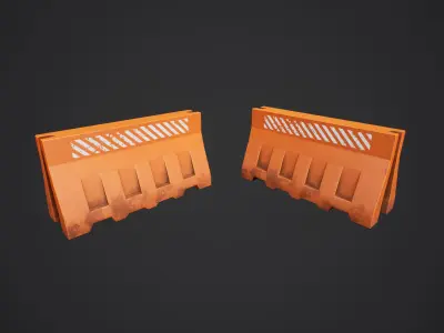 Stylized Traffic Barricade Low-poly 3D model