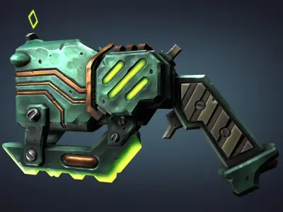 Cyber pistol Low-poly 3D model