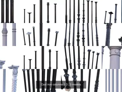 Cast iron columns 1-3 3D Model Pack