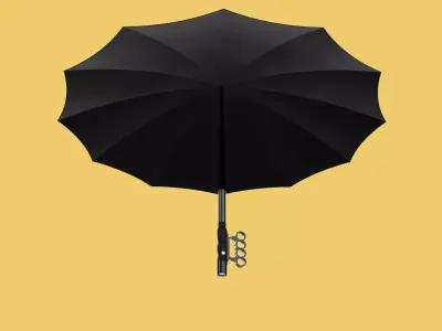 SAFETY UMBRELLA SELF DEFENSE FINGER HOLE GRIP FLASHLIGHT TORCH 3D model