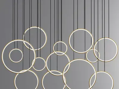 Bedroom Circle rings suspension Light Set 3D model