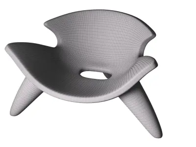 Concrete Chair on three legs for street and garden use 3D model