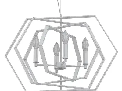 Damaris Light Gold Hexagon Chandelier 3D model